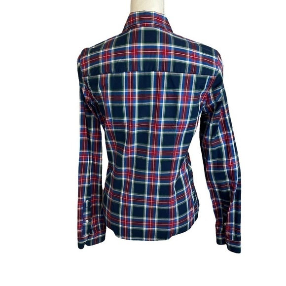 Abercrombie & Fitch Navy Blue Red Madris Cotton Long Sleeve Button-Up Shirt-Med. - Picture 8 of 12